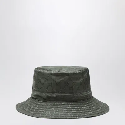 GUCCI GUCCI  REVERSIBLE DARK GREEN NYLON GG HAT