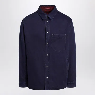 Gucci Reversible Denim And Flannel Shirt Men In Blue