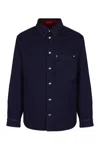 Gucci Blue Jacket With Classic Collar And Reversible Design In Cotton Man In Blue