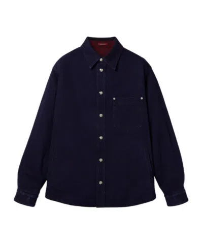 Gucci Reversible Denim And Flannel Shirt In Brown