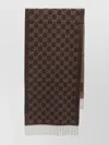 Gucci Reversible Fringe Trim Cashmere Scarf In Brown