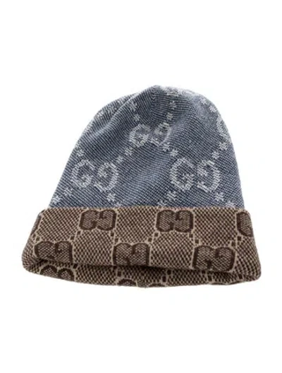 Pre-owned Gucci Reversible Gg Beanie. In Brown