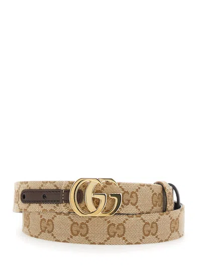 Gucci Reversible Gg Canvas And Leather Belt