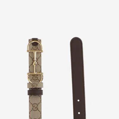 Gucci Reversible Gg Canvas And Leather Belt In Beige