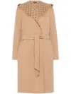 Gucci Reversible Wool Silk Blend Coat Gg In Brown