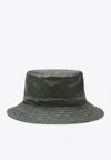 Gucci Reversible Dark Green Nylon Gg Hat Women In Green