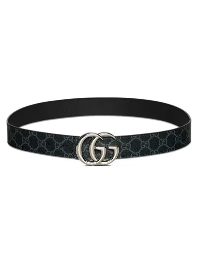 Gucci Reversible Gg Marmont Belt In Black