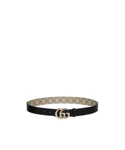 Gucci Reversible Gg Marmont Belt In Black
