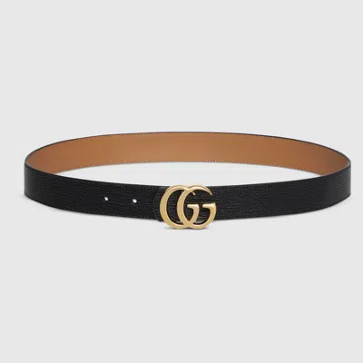 Gucci Reversible Gg Marmont Belt In Black