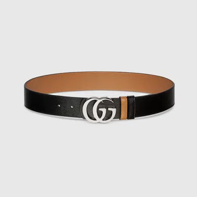 Gucci Reversible Gg Marmont Belt In Black