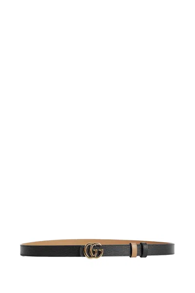 Gucci Reversible Gg Marmont Belt In Black