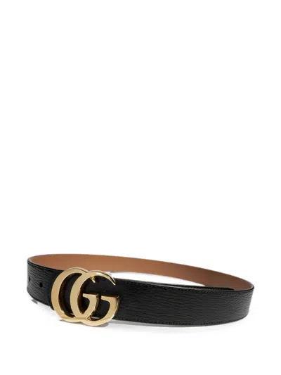 Gucci Reversible Gg Marmont Belt In Black