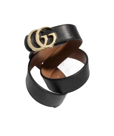 Gucci Reversible Gg Marmont Belt In Black