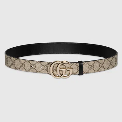 Gucci Reversible Gg Marmont Belt In Sand