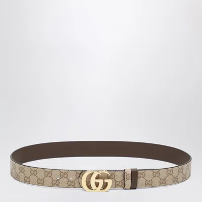 Gucci Reversible Gg Marmont Cut Leather Belt In Beige