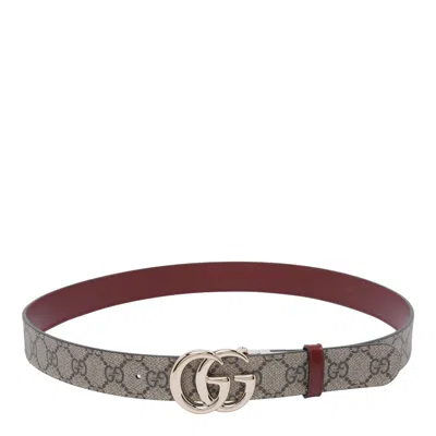 Gucci Reversible Gg Marmont Logo Belt In Brown