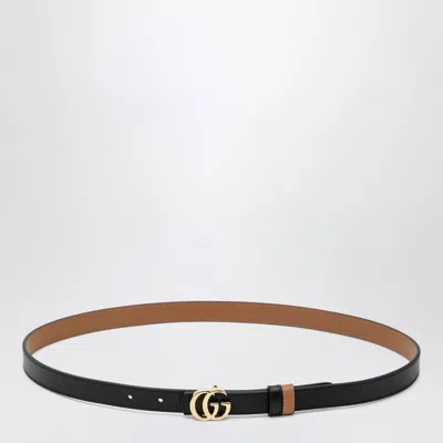 Gucci Reversible Gg Marmont Mini Belt In Leather In Black