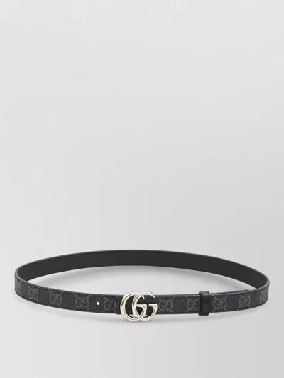 Gucci Reversible Gg Marmont Slim Belt In Black
