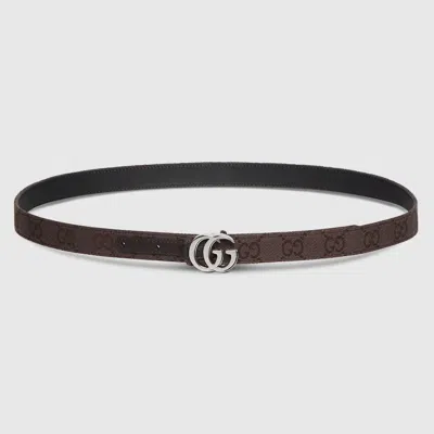 Gucci Reversible Gg Marmont Thin Belt In Black