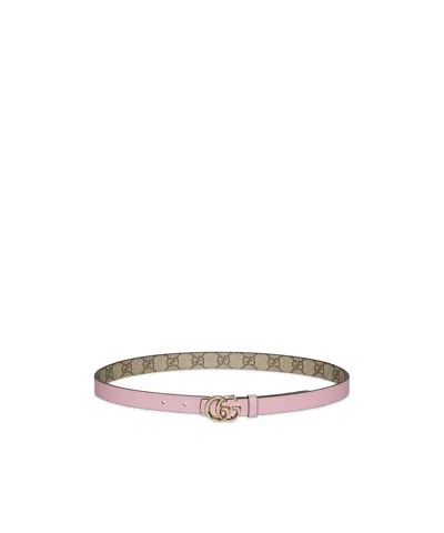 Gucci Reversible Gg Marmont Thin Belt In Pink