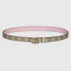 Gucci Reversible Gg Marmont Thin Belt In Brown