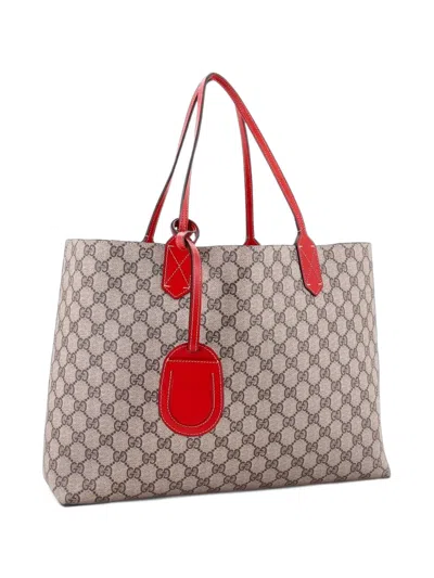 Pre-owned Gucci Reversible Gg Print Leather Large Tote Bag In Brown