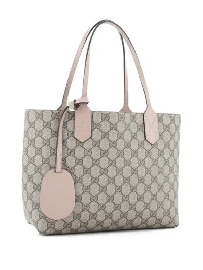 Pre-owned Gucci Reversible Gg Print Leather Small Tote Bag In Brown