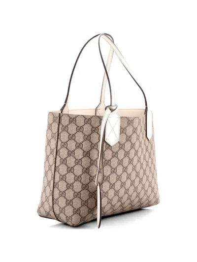 Pre-owned Gucci Reversible Gg Print Leather Small Tote Bag In Brown