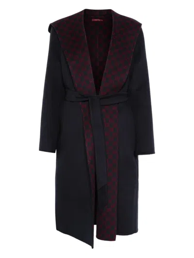 Gucci Reversible `gg` Silk Wool Blend Coat In Brown