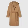 Gucci Reversible Gg Silk Wool Blend Coat In Brown