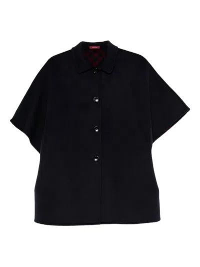 Gucci Reversible `gg` Silk Wool Coat In Blue