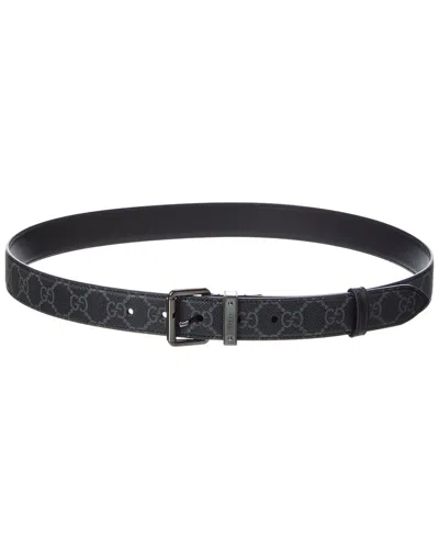 Gucci Reversible Gg Supreme Canvas & Leather Belt In Purple