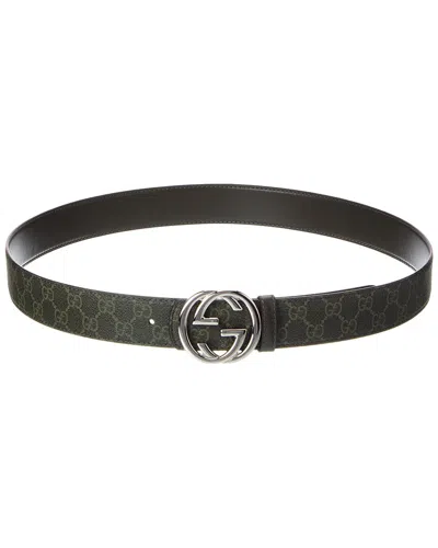 Gucci Reversible Gg Supreme Canvas & Leather Belt In Black