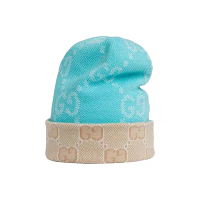 Pre-owned Gucci Reversible Gg Wool Beanie 'light Blue' | Men's Size M