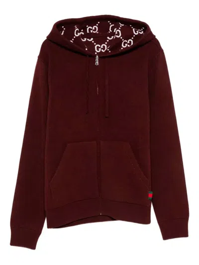 GUCCI REVERSIBLE `GG` WOOL HOODED ZIP JACKET