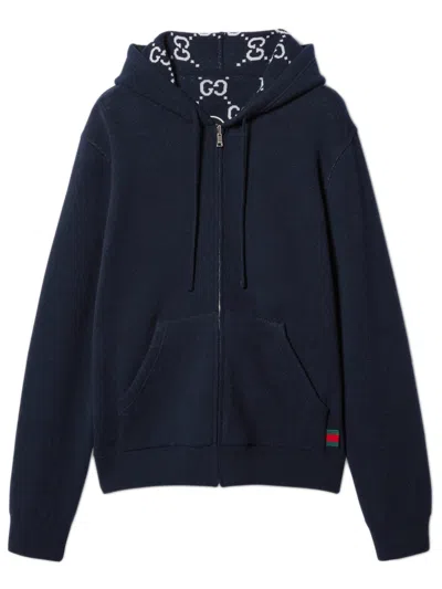 Gucci Reversible Gg Wool Jacket In Blue
