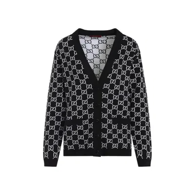 GUCCI GUCCI REVERSIBLE GG WOOL JACQUARD CARDIGAN