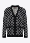 Gucci Black Reversible Cardigan With V Neck In Gg Canvas Woman