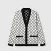 Gucci Reversible Gg Wool Jacquard Cardigan In Black