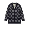 Gucci Wendbarer Cardigan Aus Gg Wolljacquard In Blue