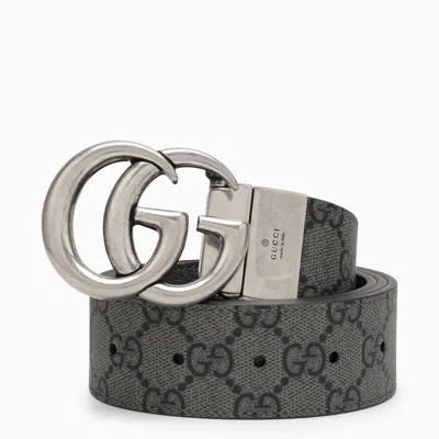 Gucci Reversible Grey Belt In Black