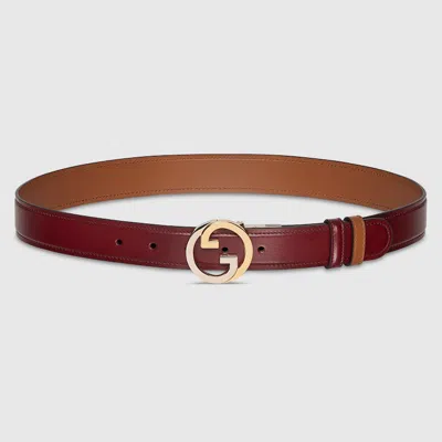 Gucci Reversible  Blondie Belt In Burgundy
