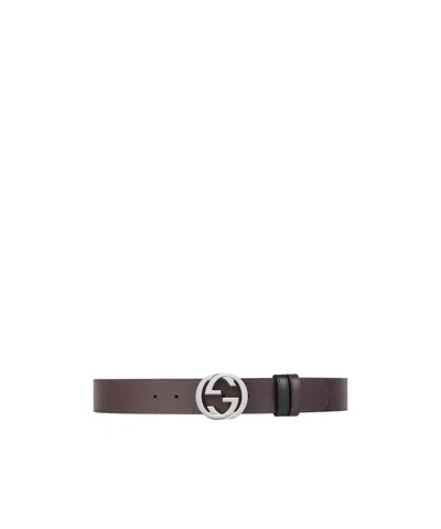 Gucci Reversible  Signature Belt In Black