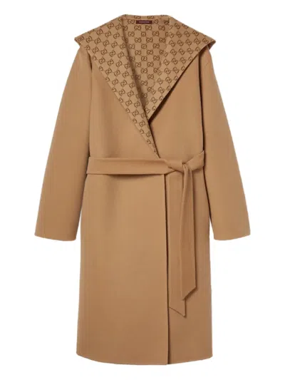 Gucci Reversible Hooded Coat In Neutral