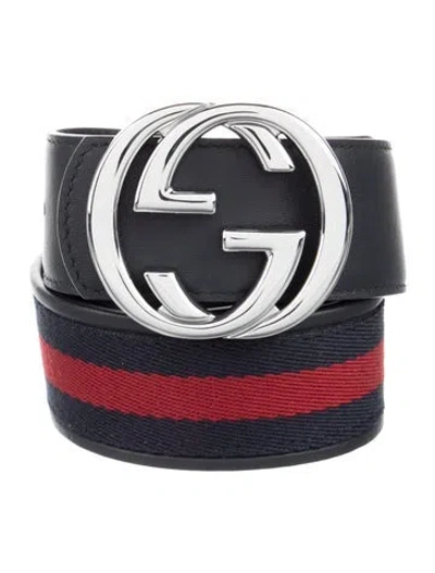 Pre-owned Gucci Reversible Interlocking G Logo Belt In Blue