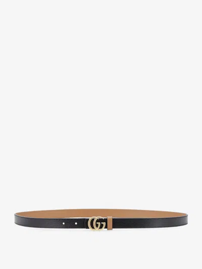 Gucci Reversible Leather Belt In Black