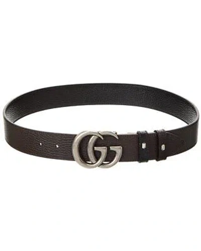 Pre-owned Gucci Reversible Leather Belt Men's In Black