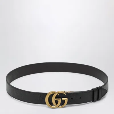Gucci Reversible Leather Belt With Double G Buckle In Black