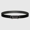 Gucci Reversible Leather Belt With Horsebit In Black