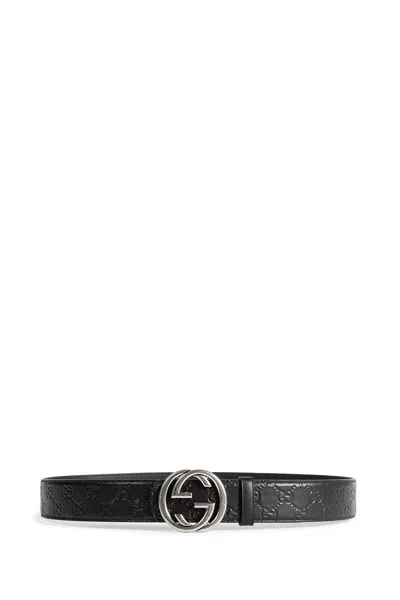 Gucci Reversible Leather Gg Belt In Black